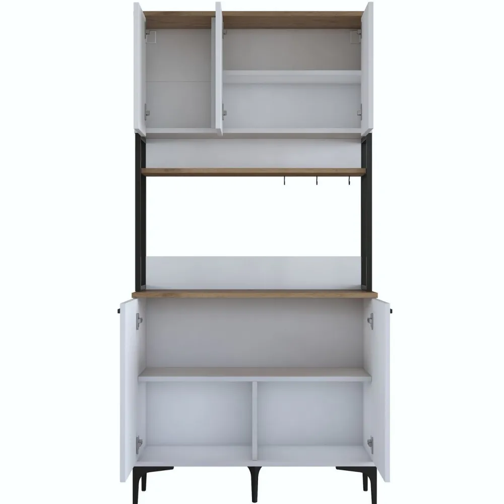 Aamiaiskaappi JE193, valkoinen/pähkinänruskea*Linento Furniture Online