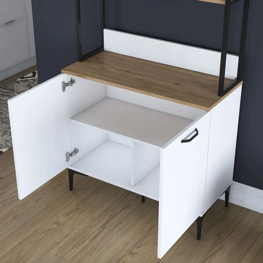 Aamiaiskaappi JE193, valkoinen/pähkinänruskea*Linento Furniture Online