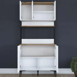 Aamiaiskaappi JE193, valkoinen/pähkinänruskea*Linento Furniture Online