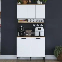 Aamiaiskaappi JE193, valkoinen/pähkinänruskea*Linento Furniture Online