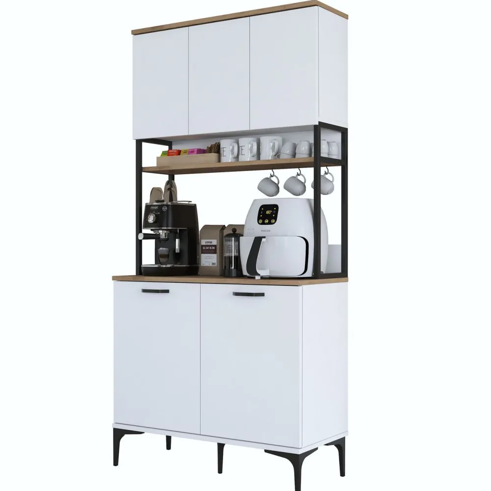 Aamiaiskaappi JE193, valkoinen/pähkinänruskea*Linento Furniture Online