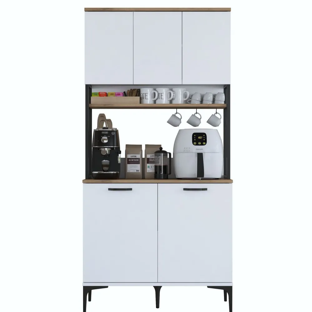 Aamiaiskaappi JE193, valkoinen/pähkinänruskea*Linento Furniture Online