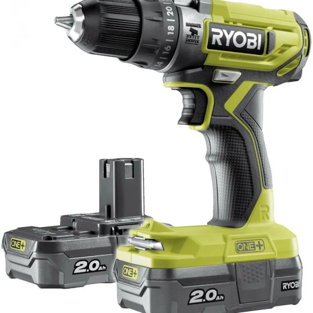 Akkuiskuporakone ONE+ R18PD2-220SL 18V 2x2,0 Ah akuilla*Ryobi Outlet