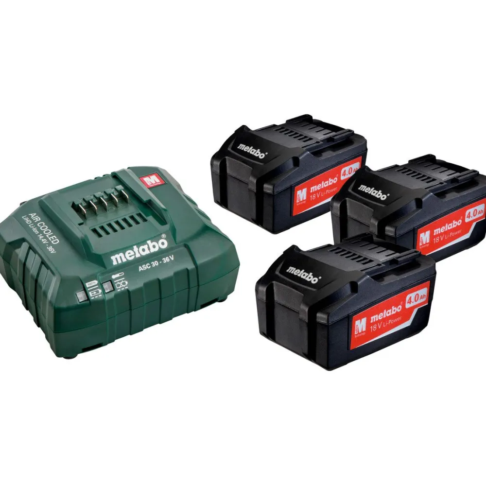 Akku ja laturi 18V 3x4,0 Ah ASC 30-36V*Metabo Outlet