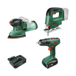 Akkukonesarja Bosch DIY EasyDrill 18V-40 + EasySaw 18V-70 + EasySander 18V-8 2,5 Ah akulla*Bosch Power Tools New