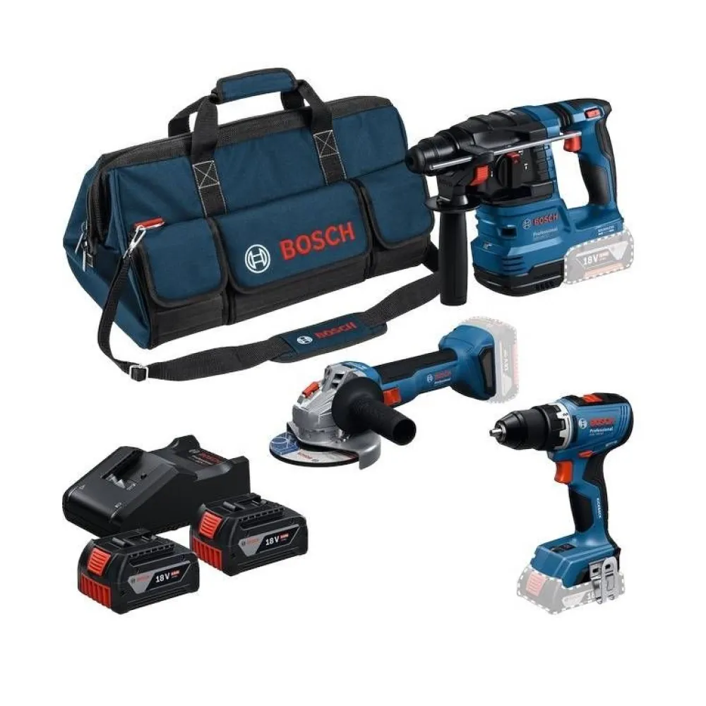 Akkukonesarja Bosch Professional GSB/GWS/GBH 3 osaa 18V 3x5,0 Ah akuilla + laukku*Bosch Power Tools Best