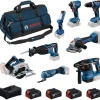 Akkukonesarja Bosch Professional GBH/GWS/GDR/GSB/GKS/GSA/GOP/GLI 8 osaa 18V 4x5,0 Ah akuilla + laukku*Bosch Power Tools
