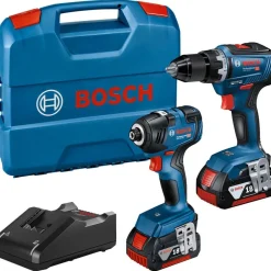 Akkukonesarja Bosch Professional GDR 18V-200 + GSR 18V-55, 2x4,0 Ah akuilla + L-Case Akkukonesarjat