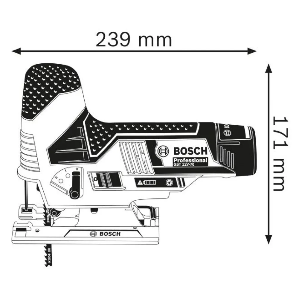 Sale Akkupistosaha Bosch Professional GST 12V-70 Solo ilman akkua + L-Boxx Pistosahat