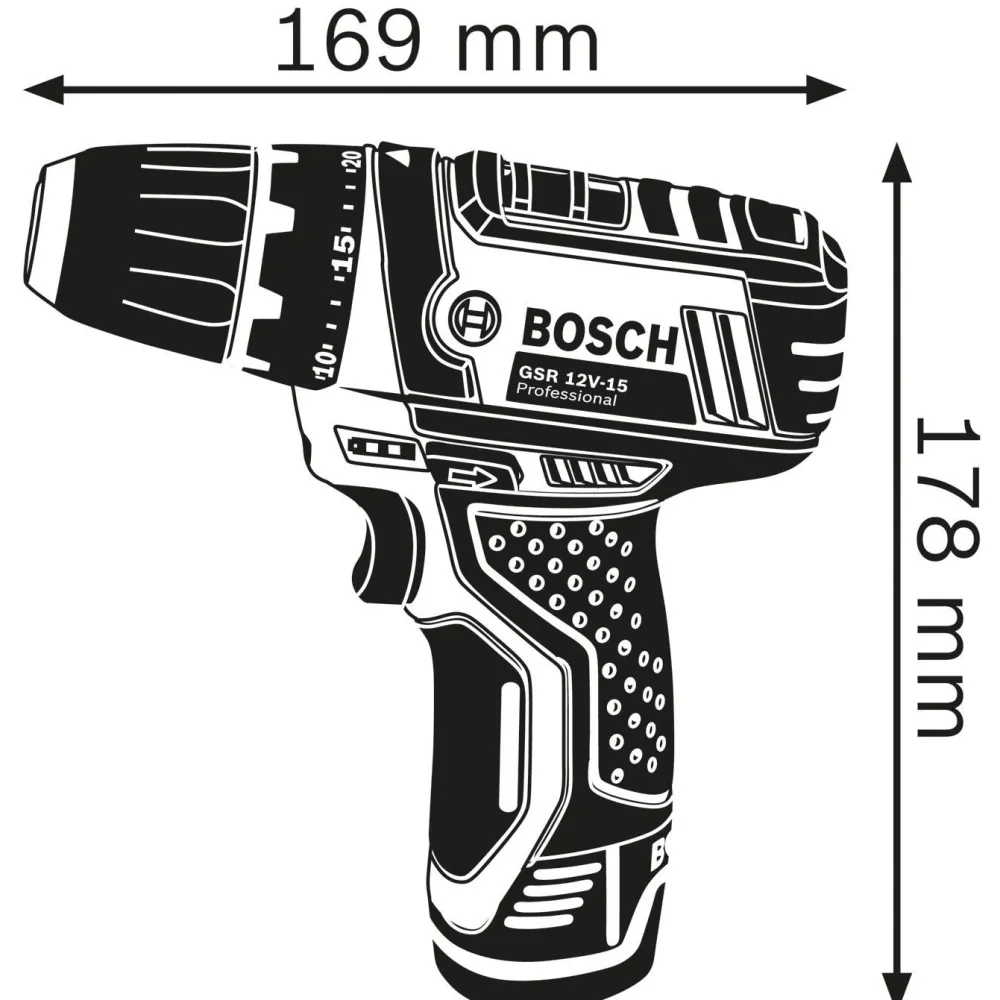 Akkuporakone Bosch Professional GSR 12V-15 12V 2x2,0 Ah akuilla + Bag*Bosch Power Tools Online