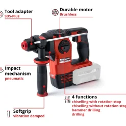 Akkuporavasara Power X-Change Herocco SDS+ 18V ilman akkua + E-Box -salkku*Einhell Discount