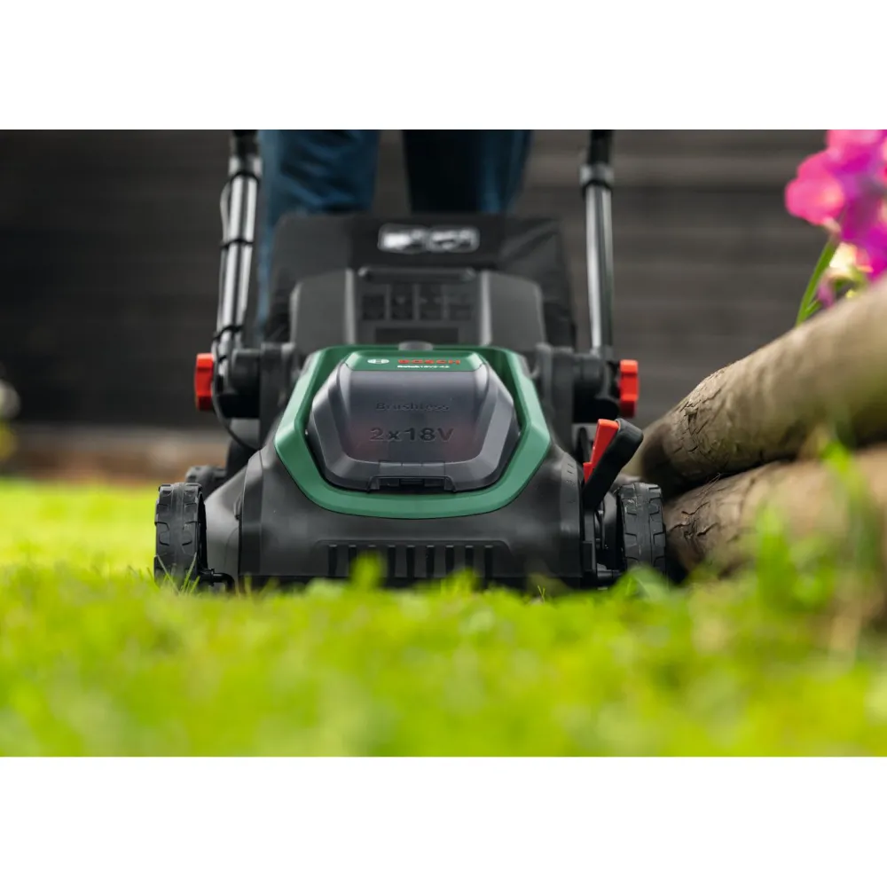 Discount Akkuruohonleikkuri Bosch Rotak 18V2-43 2x18V 2x4,0 Ah akuilla Akkuruohonleikkurit