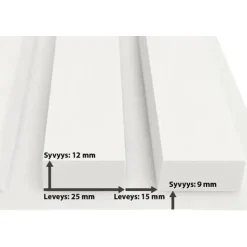 Akustiikkalevy rimapaneeli, 21x605x2400mm, kokonaan valkoinen*Aarni Clearance