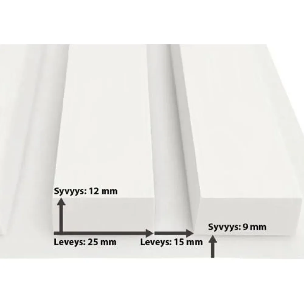 Akustiikkalevy rimapaneeli, 21x605x2400mm, kokonaan valkoinen*Aarni Clearance