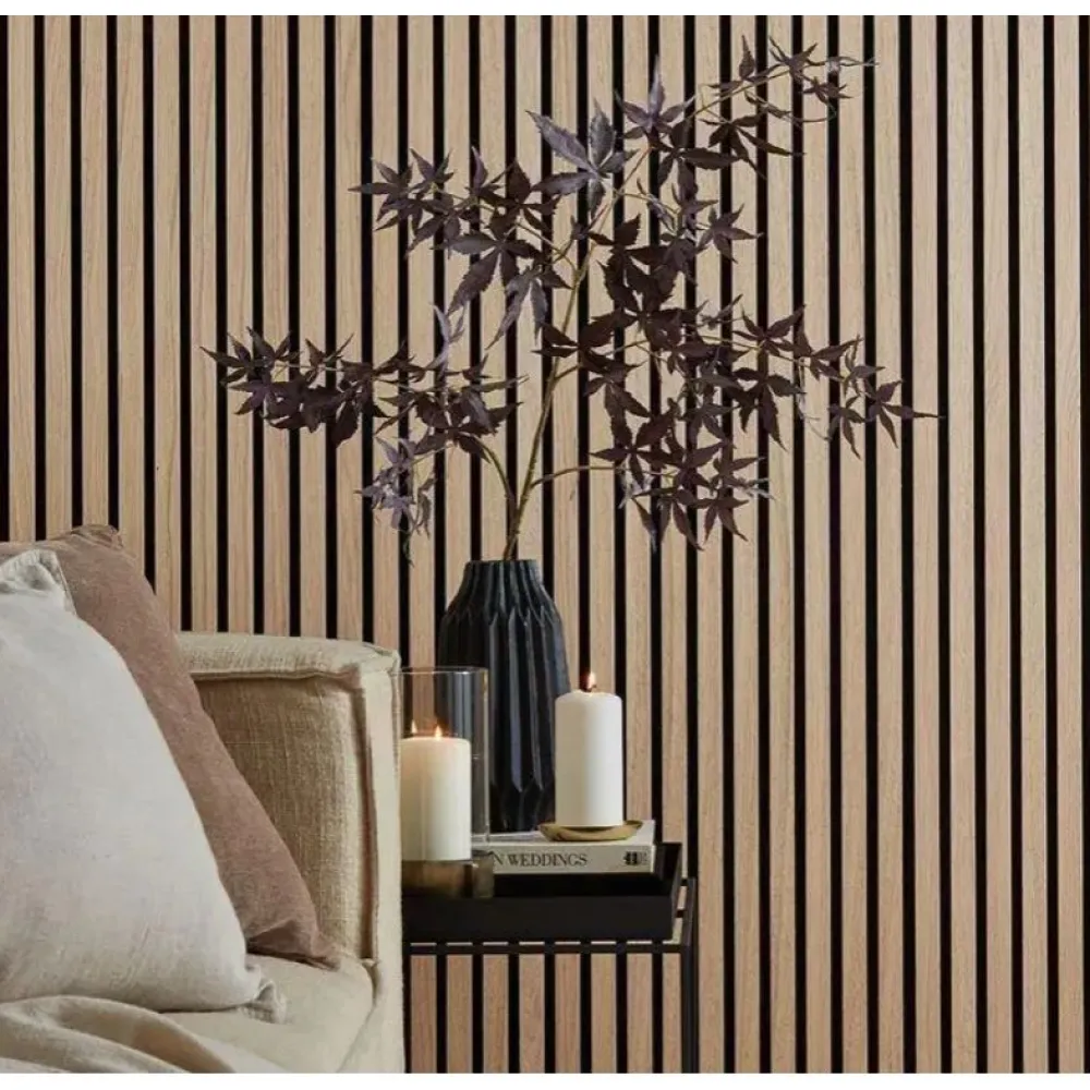 Akustiikkalevy rimapaneeli, 21x605x2400mm, vaalea tammi puuviilu*Aarni Outlet