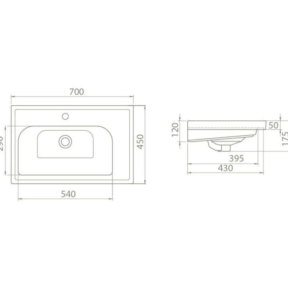 Discount Allaskaappi Omega 70 ja allas Como 850 x 700 x 450 mm Allaskaapit