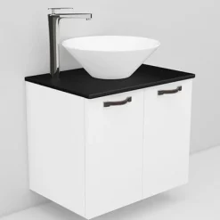 Sale Allaskaappi ja Loop-allas Flexline 6.1 musta taso 600 mm valkoinen Allaskaapit