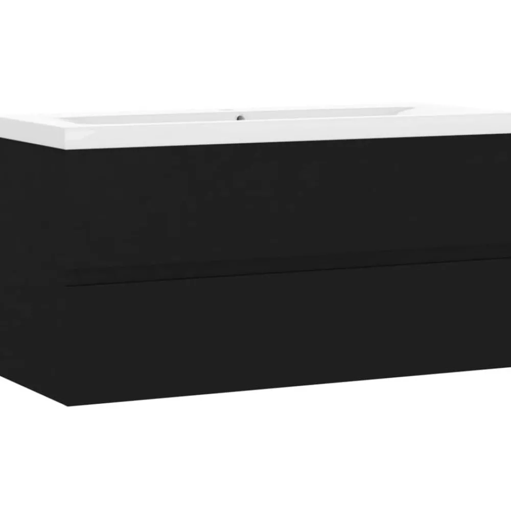 Allaskaappi sisäänrakennetulla altaalla, 90x38,5x45 cm, musta*FinePRICE Best