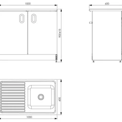 Allaskaappi VTB 10, 900x1000x600mm, musta/rst*Vilan Stainless New