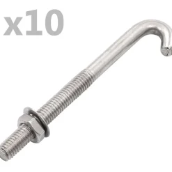 Ankkuroitu J-pultti mutteri ja aluslevy M8x100mm 25kpl*FinePRICE Outlet