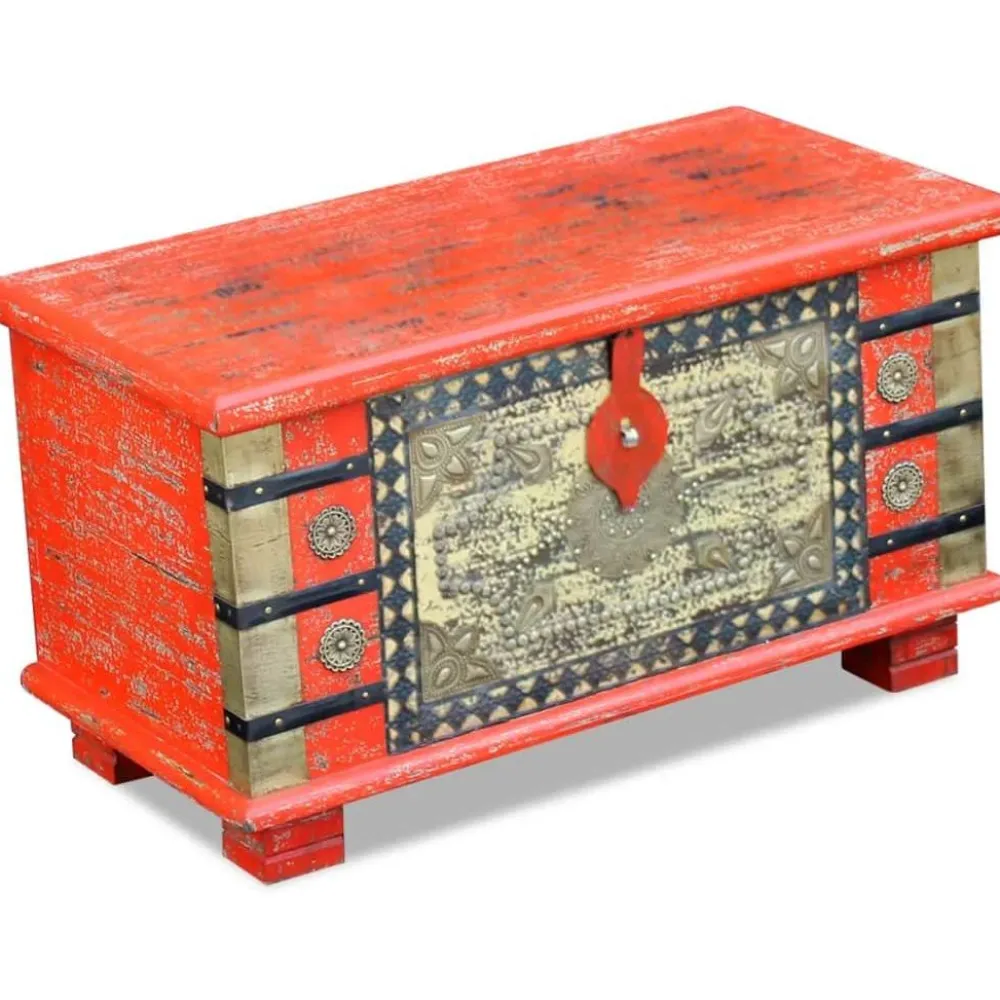 Arkkupöytä punainen mangopuu 80x40x45 cm*FinePRICE Clearance