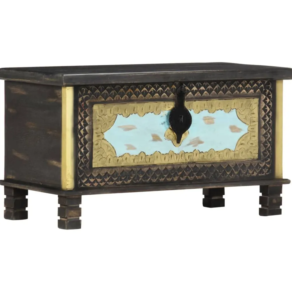 Arkkupöytä 80x40x45 cm mangopuu musta*FinePRICE Hot