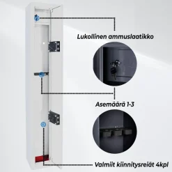 Best Asekaappi 3 aseelle AS300 V3 valkoinen Asekaapit