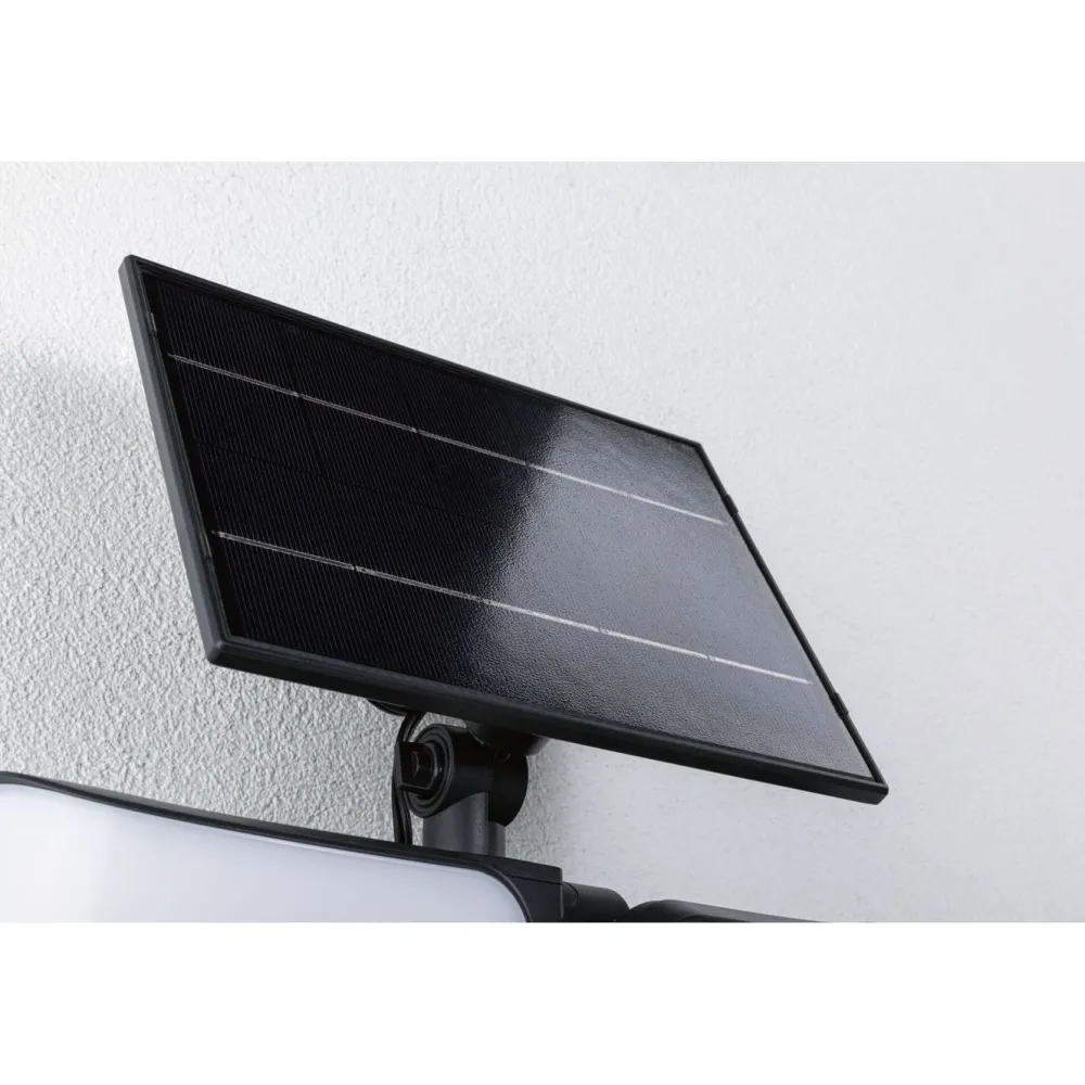 Aurinkokennoseinävalaisin Sonlig 286x137mm USB-ladattava hämäräohjattu liiketunnistin IR IP65 3000K 2x9W 2x1100lm antrasiitti*Paulmann Best