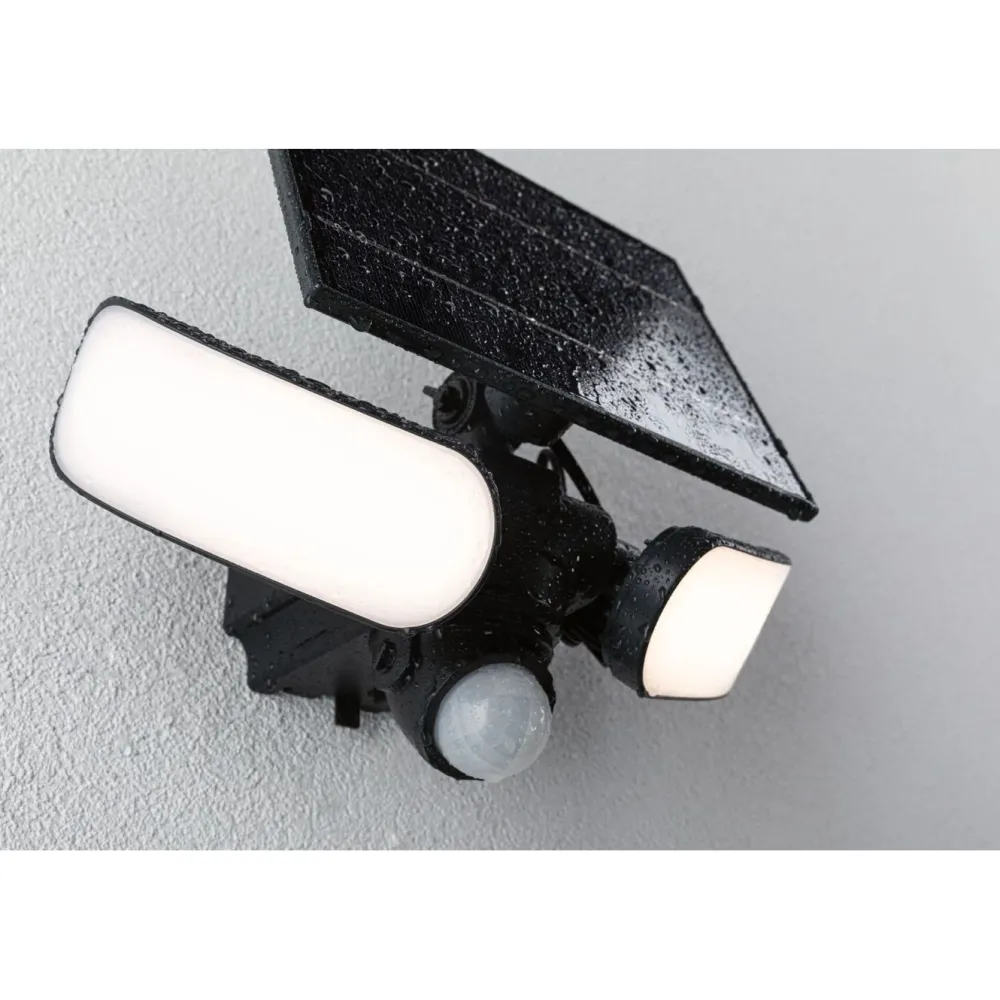 Aurinkokennoseinävalaisin Sonlig 286x137mm USB-ladattava hämäräohjattu liiketunnistin IR IP65 3000K 2x9W 2x1100lm antrasiitti*Paulmann Best