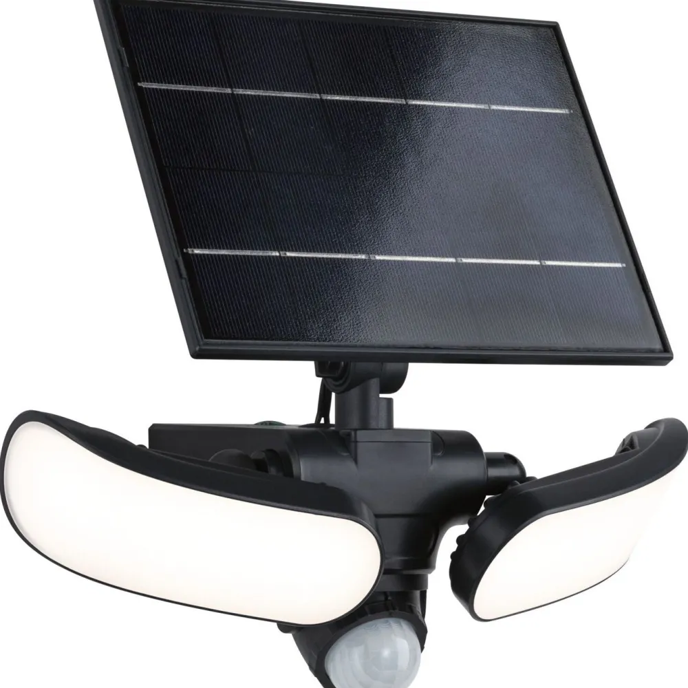 Aurinkokennoseinävalaisin Sonlig 286x137mm USB-ladattava hämäräohjattu liiketunnistin IR IP65 3000K 2x9W 2x1100lm antrasiitti*Paulmann Best