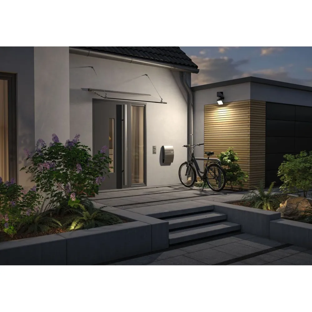 Outlet Aurinkokennoseinävalaisin Lesla 150x130mm USB-ladattava hämäräohjattu liiketunnistin IR IP65 3000K 12.5W 1000lm antrasiitti Ulkovalaisimet Liiketunnistimella Ja Hämäräkytkimellä|Ulkovalaisimet Liiketunnistimella
