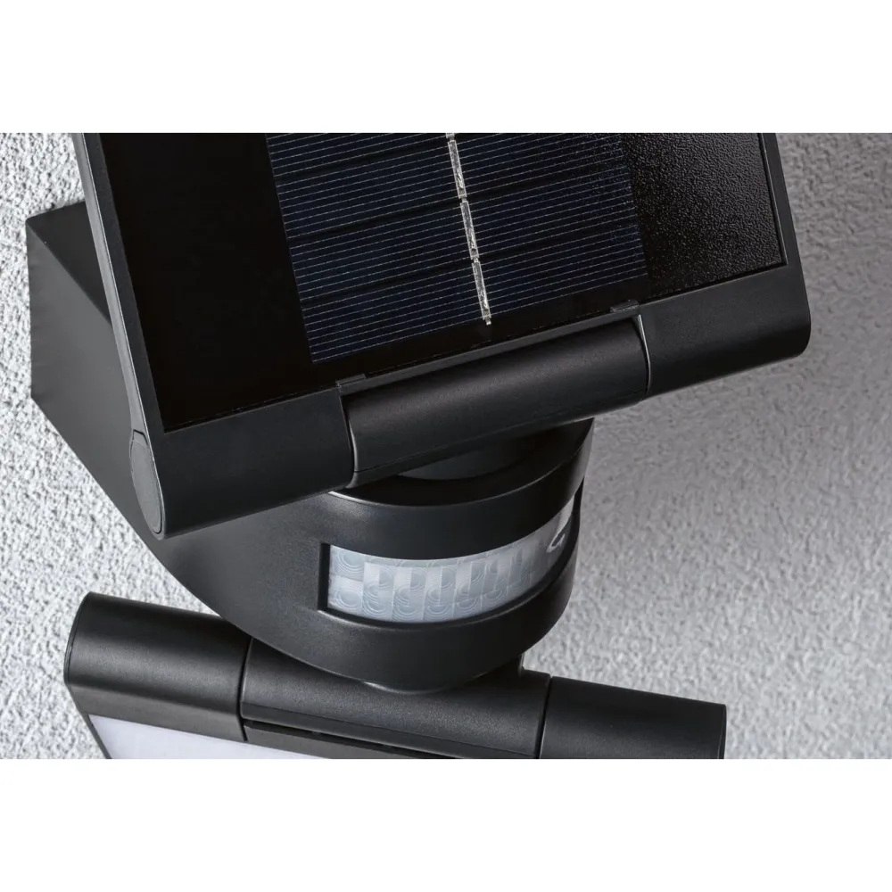 Outlet Aurinkokennoseinävalaisin Lesla 150x130mm USB-ladattava hämäräohjattu liiketunnistin IR IP65 3000K 12.5W 1000lm antrasiitti Ulkovalaisimet Liiketunnistimella Ja Hämäräkytkimellä|Ulkovalaisimet Liiketunnistimella