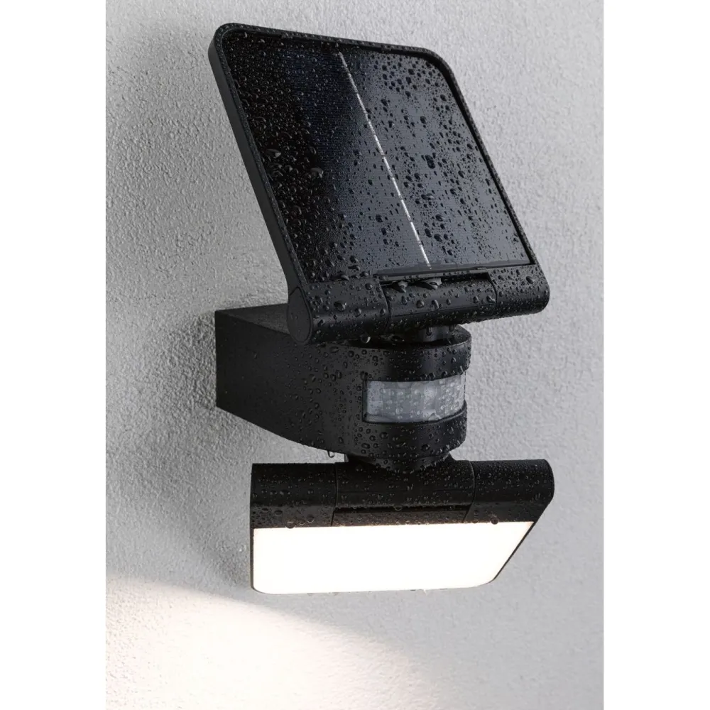 Outlet Aurinkokennoseinävalaisin Lesla 150x130mm USB-ladattava hämäräohjattu liiketunnistin IR IP65 3000K 12.5W 1000lm antrasiitti Ulkovalaisimet Liiketunnistimella Ja Hämäräkytkimellä|Ulkovalaisimet Liiketunnistimella