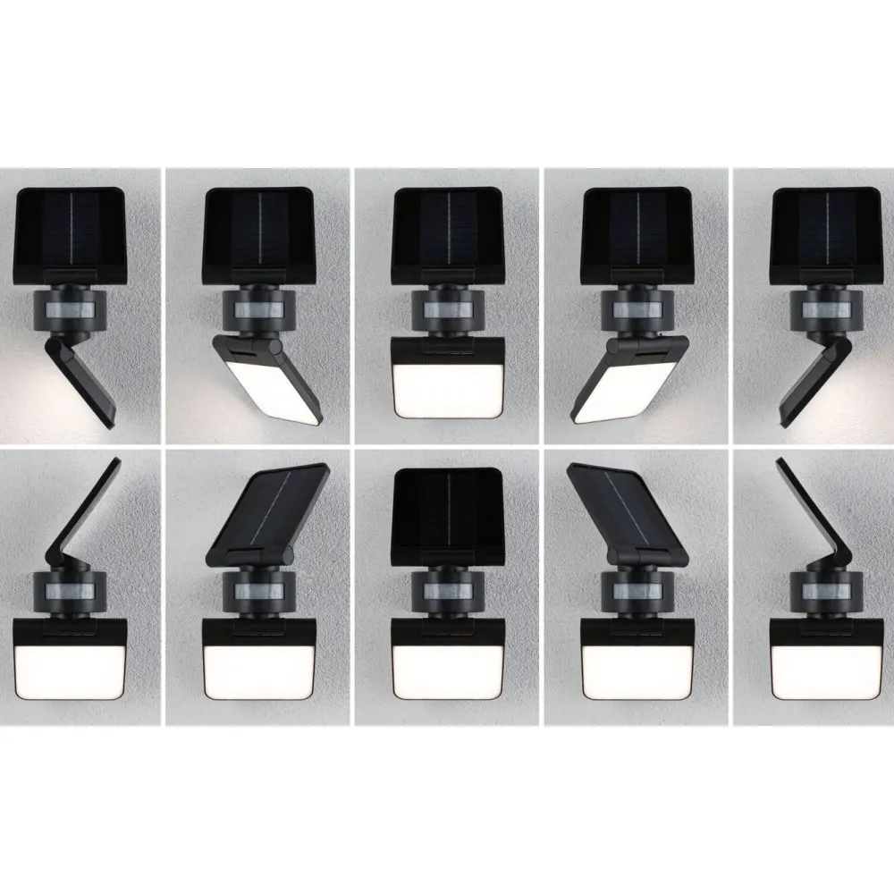 Outlet Aurinkokennoseinävalaisin Lesla 150x130mm USB-ladattava hämäräohjattu liiketunnistin IR IP65 3000K 12.5W 1000lm antrasiitti Ulkovalaisimet Liiketunnistimella Ja Hämäräkytkimellä|Ulkovalaisimet Liiketunnistimella