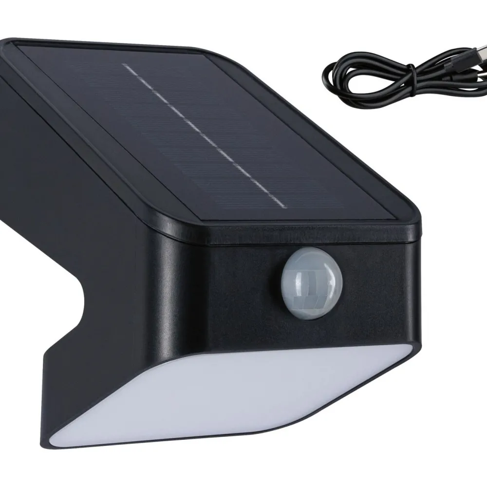 New Aurinkokennoseinävalaisin Lesly 113x126mm USB-ladattava hämäräohjattu liiketunnistin IR IP65 3000K 5.5W 400lm antrasiitti Ulkovalaisimet Liiketunnistimella Ja Hämäräkytkimellä|Ulkovalaisimet Liiketunnistimella