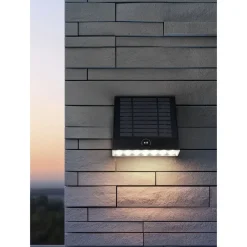 Sale Aurinkokennoseinävalaisin Alvorada Hybrid Solar LED ladattava liike- ja hämärätunnistin 4000K alas musta Aurinkokennovalaisimet|Ulkovalaisimet Hämäräkytkimellä