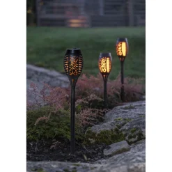 Hot Aurinkokennovalaisin Flame Mini, 70x70x400mm, 3kpl, musta Puutarhavalaisimet|Aurinkokennovalaisimet