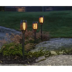 Hot Aurinkokennovalaisin Flame Mini, 70x70x400mm, 3kpl, musta Puutarhavalaisimet|Aurinkokennovalaisimet