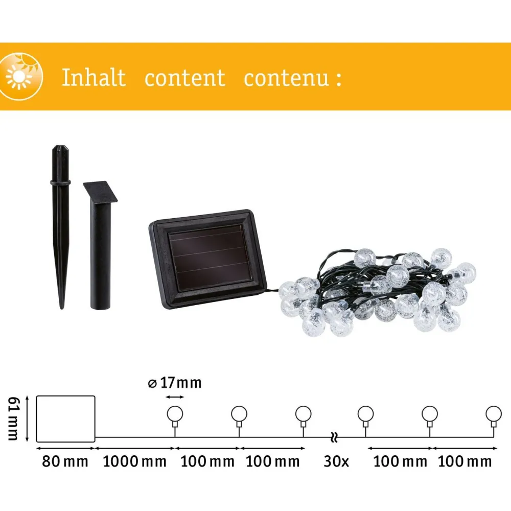 Aurinkokennovalosarja Solar Soala IP44 3000K 1lm/m musta*Paulmann Online