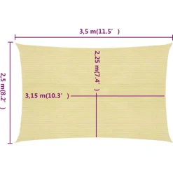 Aurinkopurje suorakulma, HDPE, 160g/m², eri kokoja ja värejä*FinePRICE