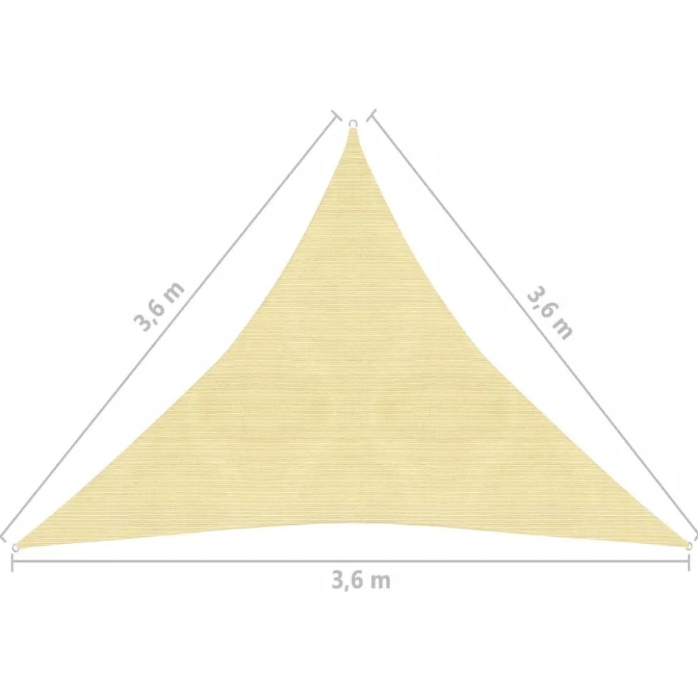 Online Aurinkovarjo purje HDPE kolmikulmainen 3.6x3.6x3.6 m beige Aurinkovarjot