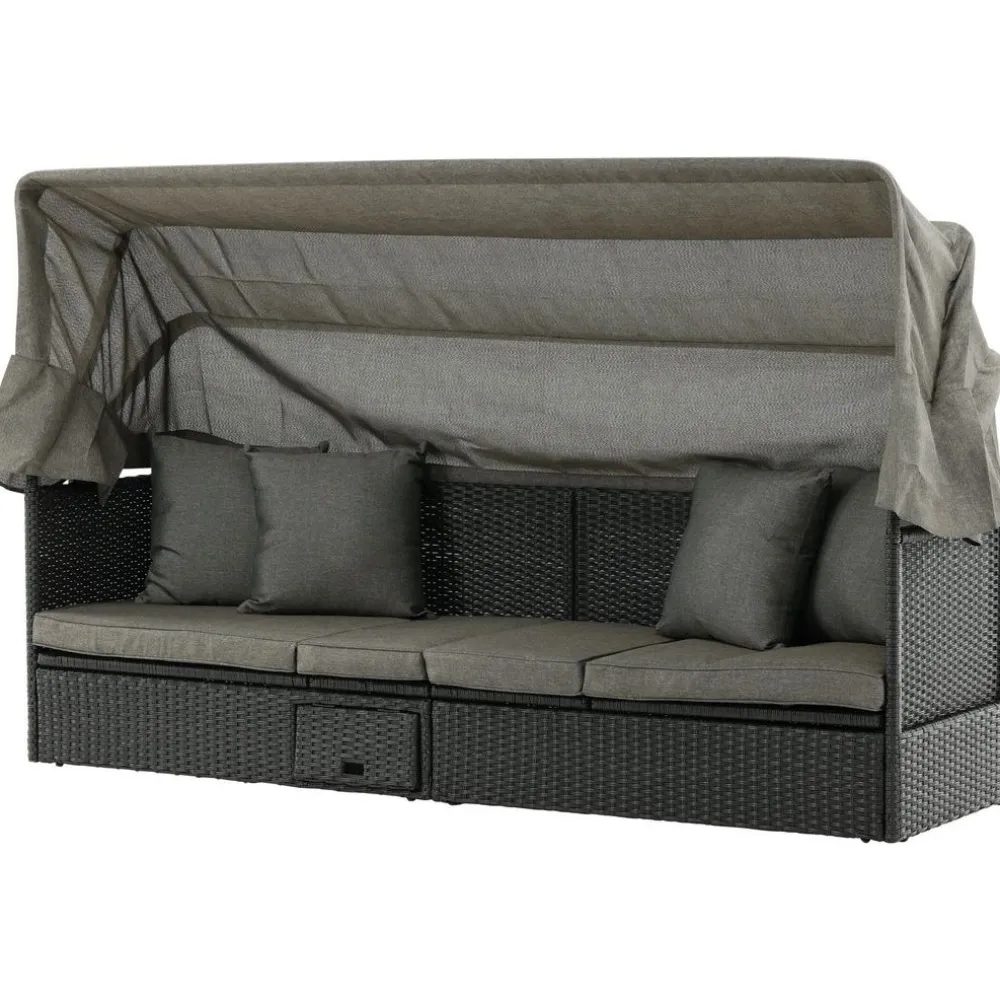 Aurinkovuode katoksella Nopy, harmaa/musta*Venture Home Clearance