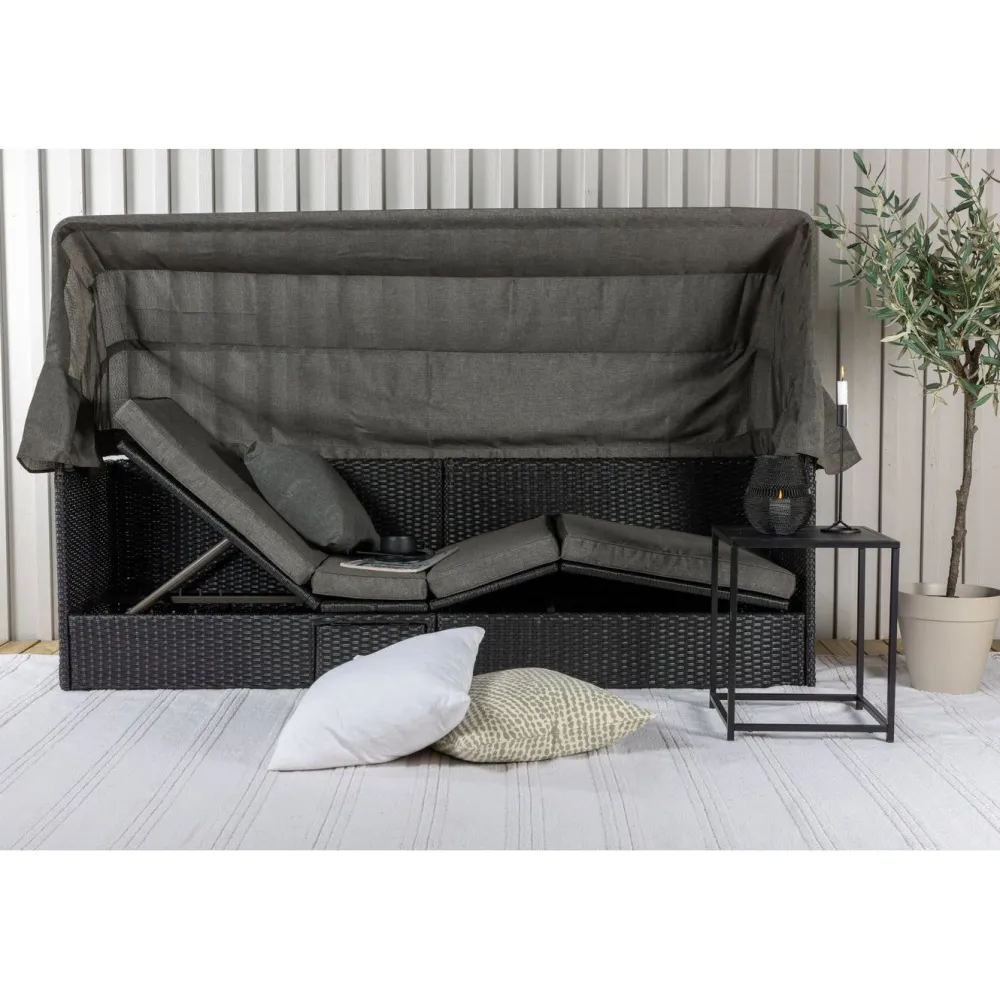 Aurinkovuode katoksella Nopy, harmaa/musta*Venture Home Clearance