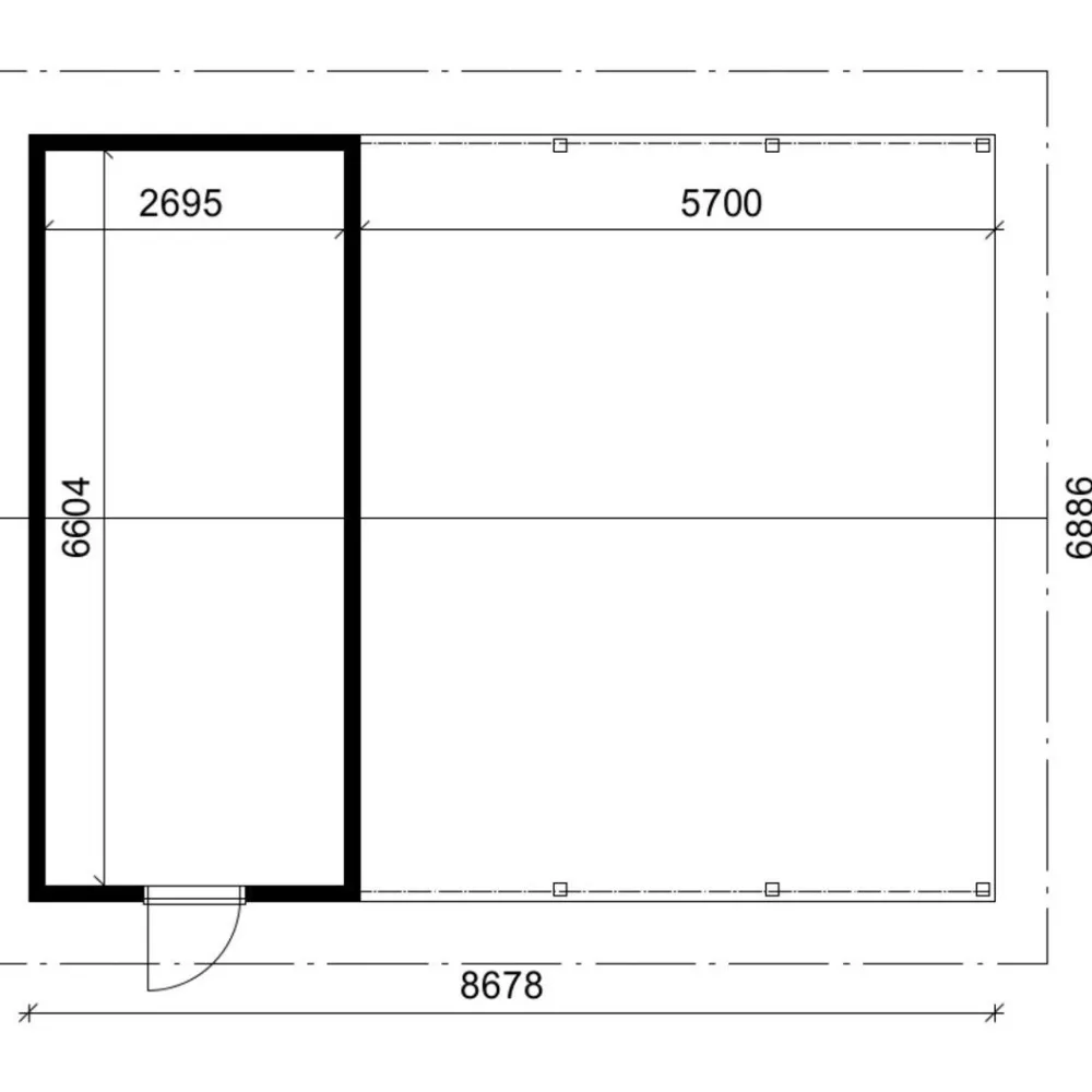 Autokatoksen runkopaketti, kahden auton avoin katos kylmällä varastolla, kerrosala 21 m²*Timburg Sale