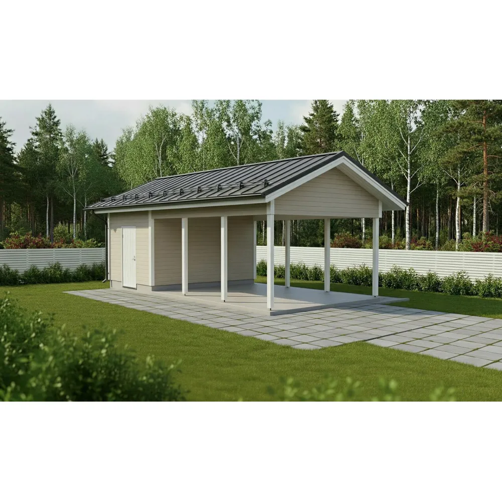 Autokatoksen runkopaketti, yhden auton avoin katos kylmällä varastolla, kerrosala 13 m²*Timburg New