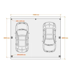 Sale Autokatos Ralf 42m2, kantavuus 250 kg/m² Autokatokset|Autotallit Kahdelle Autolle