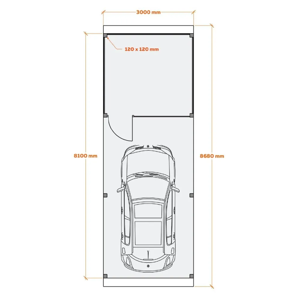 Sale Autokatos Ralf 42m2, kantavuus 250 kg/m² Autokatokset|Autotallit Kahdelle Autolle