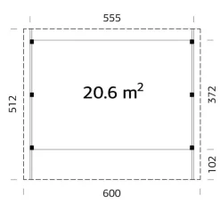 Autokatos Karl, 20,6m² CP6051 Autotallit Ilman Rakennuslupaa|Autokatokset