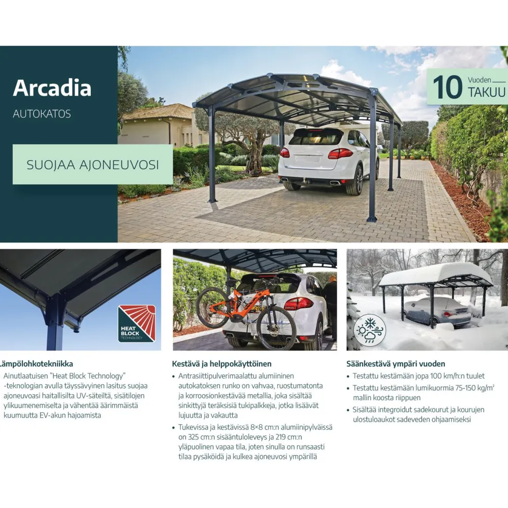 Autokatos Arcadia, harmaa, eri kokoja*Palram-Canopia New