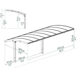 Autokatos Arizona Breeze, 13.8m², yhdelle autolle, tummanharmaa/harmaa*Palram-Canopia Hot